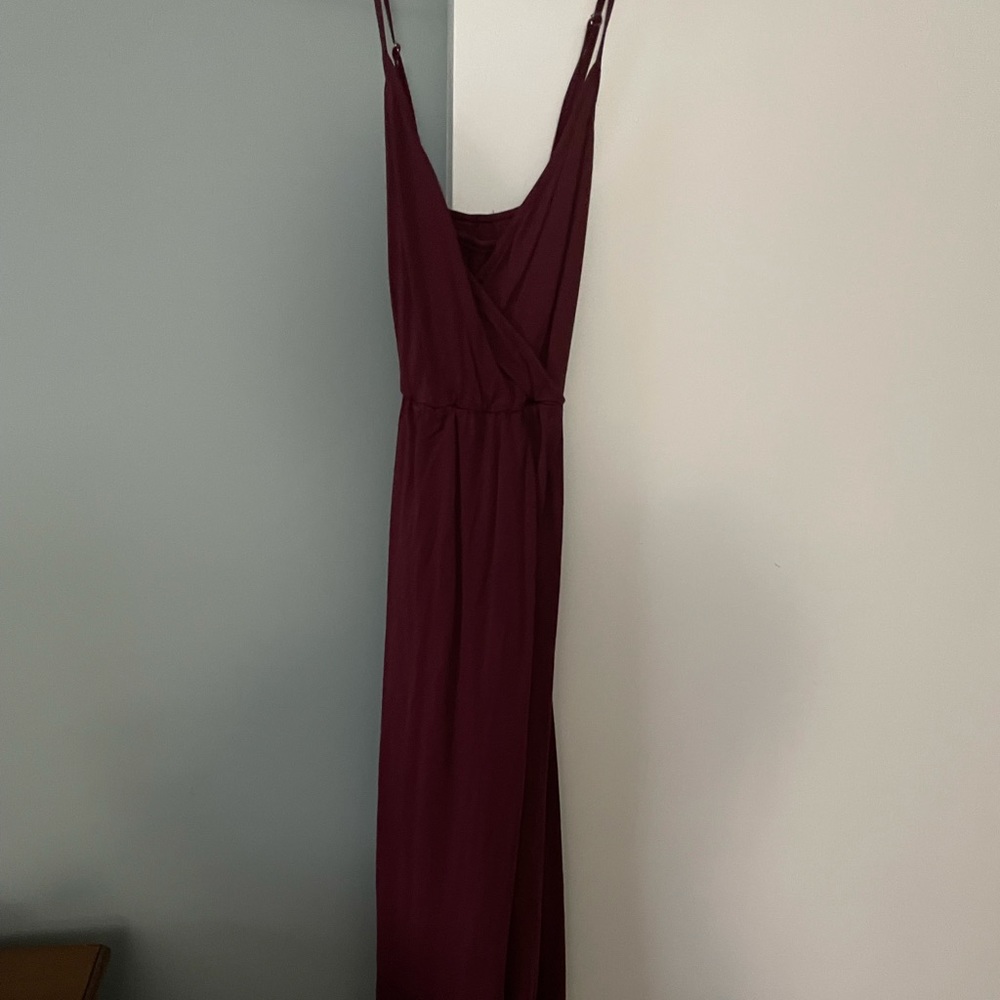 Long burgundy tank top dress with slit from Amazon